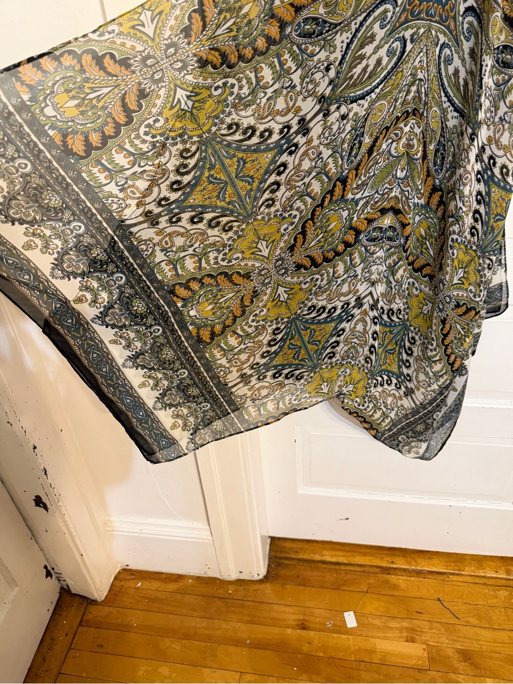 MSK Black and Green Paisley Asymmetrical Summer Dress - Picture 3 of 9